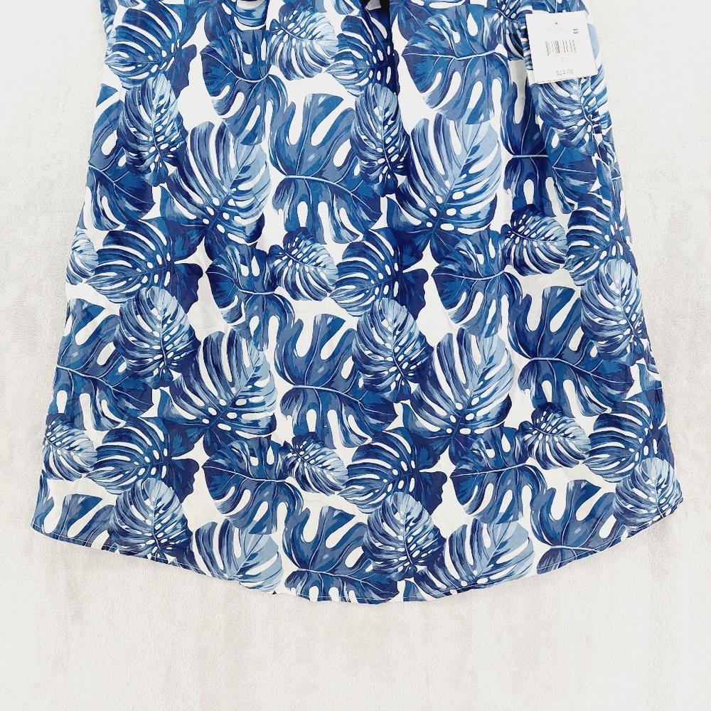 Falls Creek Blue Palm Fronds Off the Shoulder dress P5330 - Picture 2 of 8